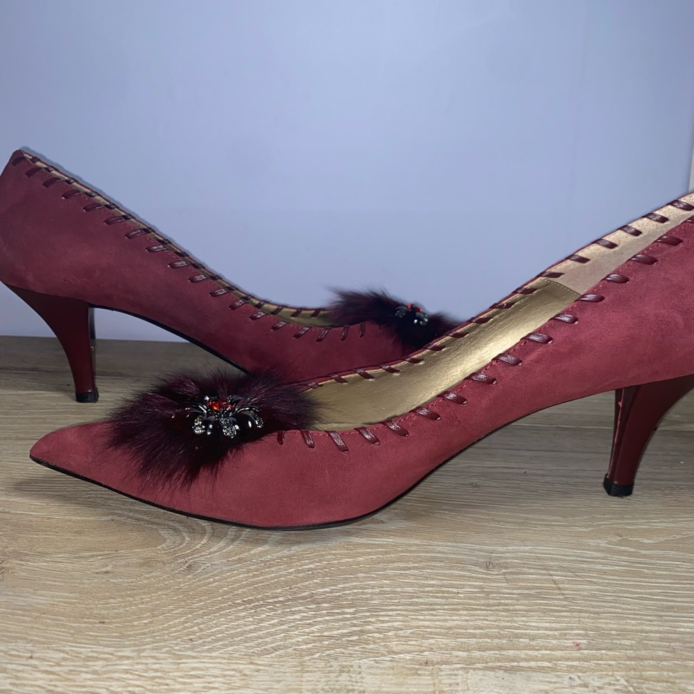 J.Renee Burgundy Heels with Embellishments - Picture 4 of 6